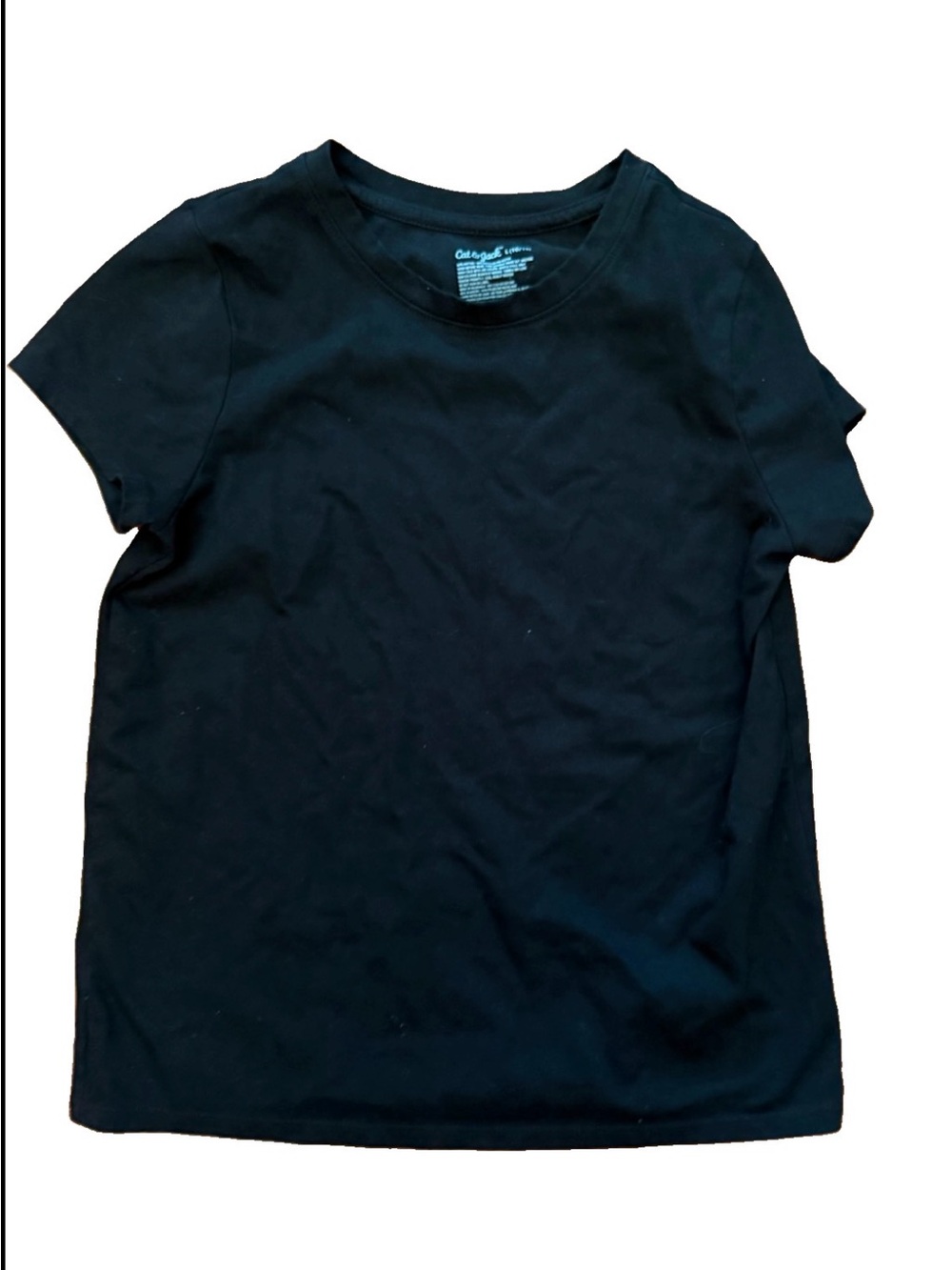 Cat & Jack Kids T-Shirt Tee Top Girls Short Sleeve Plain Black Size L (10/12)